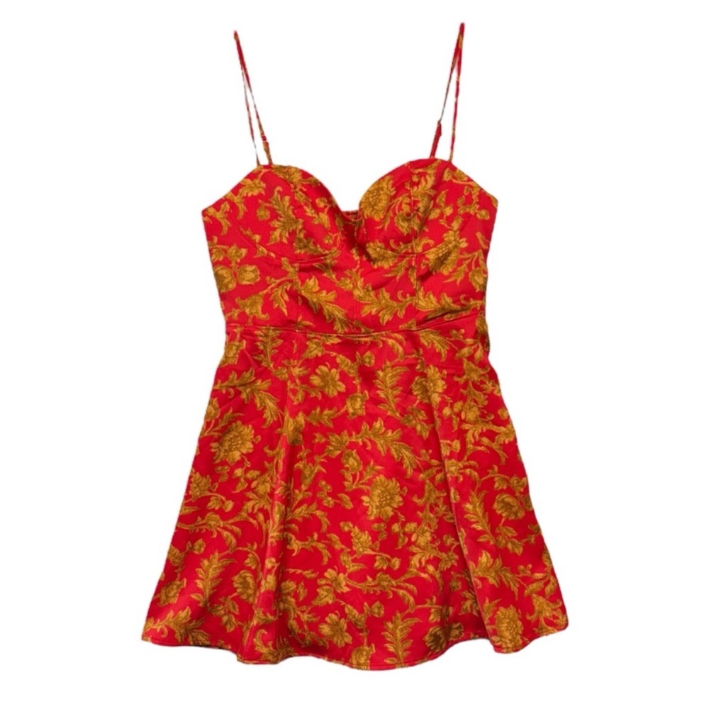 Red and Gold Floral Dress
